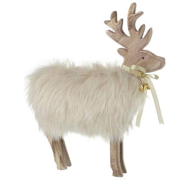 Wooden Deer With Fur Body