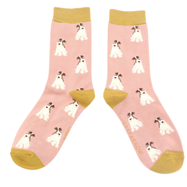 Dusky Pink Fox Terrier Socks