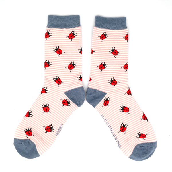 Dusky Pink Ladybird Socks