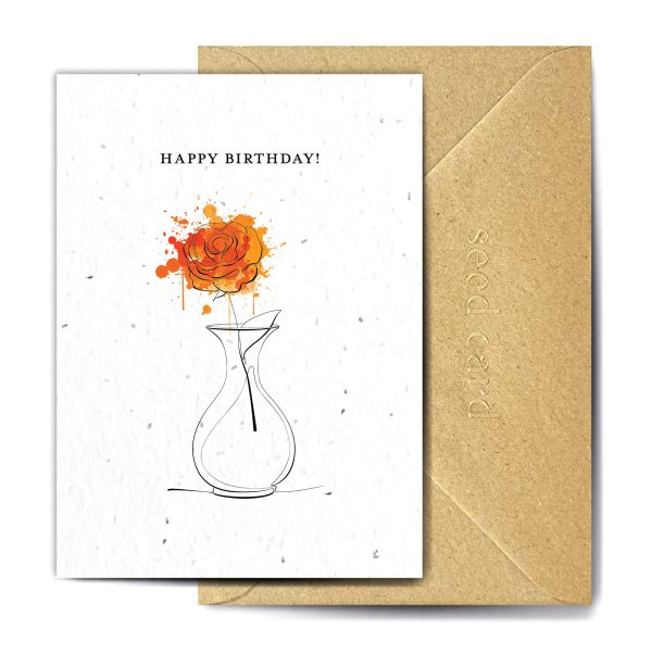 Orange Flower Happy Birthday Plantable Card
